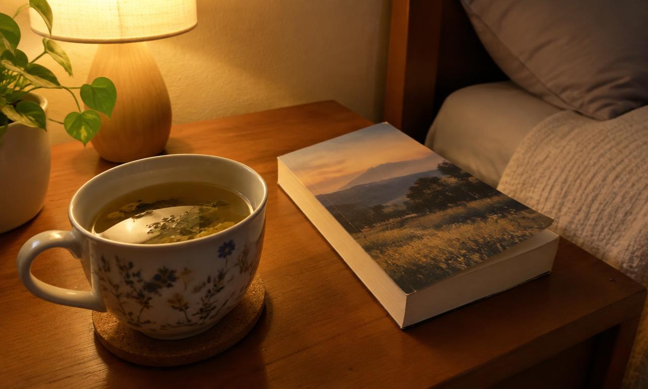 Une tasse chaude et quelques pages : le signal que la journée se termine.